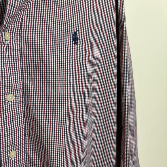 Ralph Lauren Button Down Shirt Men’s M Red Blue Gingham Plaid Cotton Long Sleeve - Picture 2 of 6